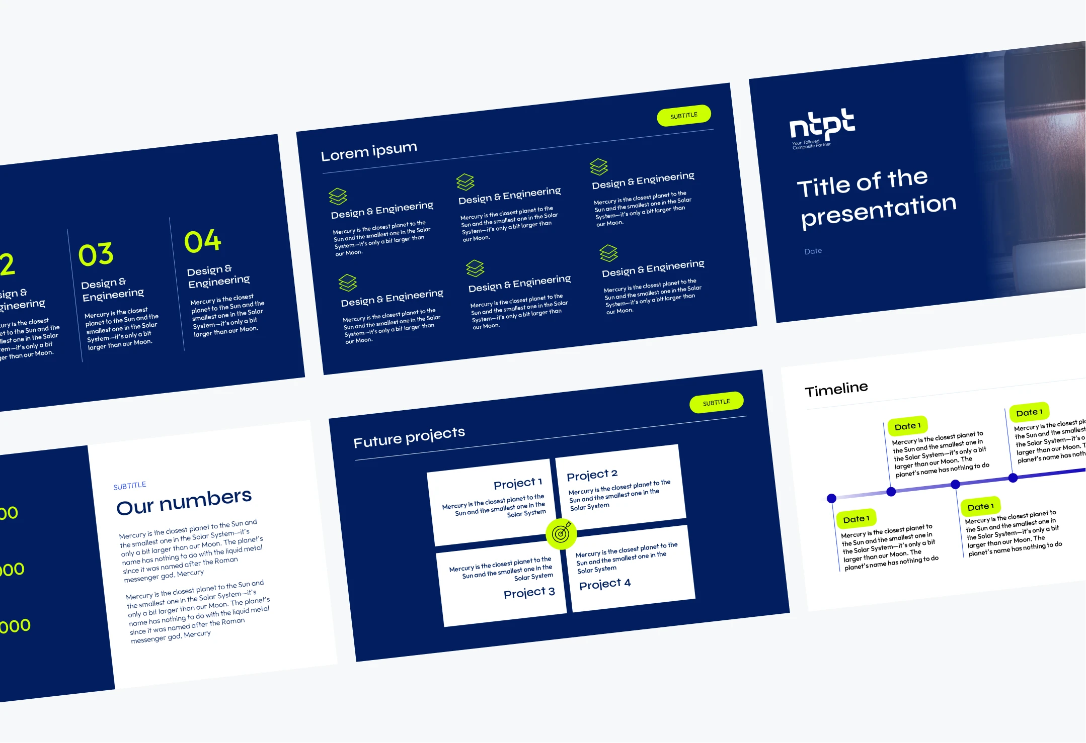 Design de template de présentations pour NTPT